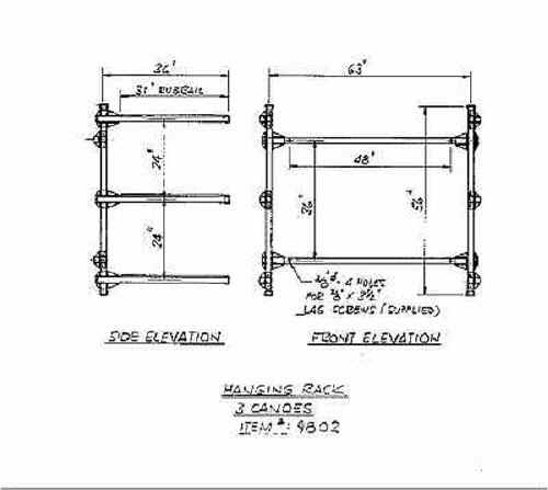 Seitech rack 3 canoe wall