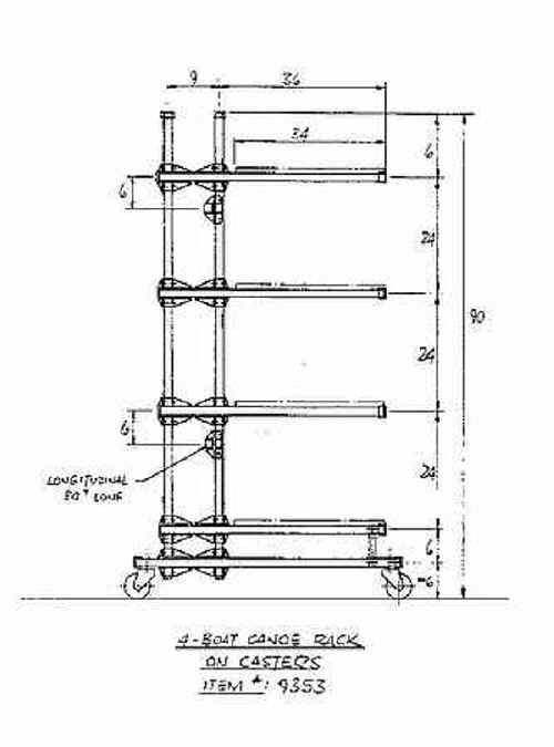 Seitech rack 4 canoe casters